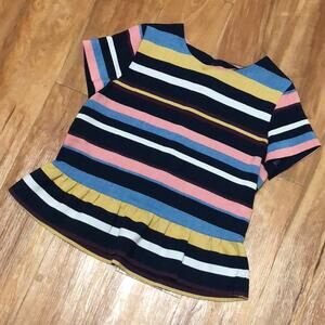 Halogen Mulitcolored Striped Puplum Top Size Small
